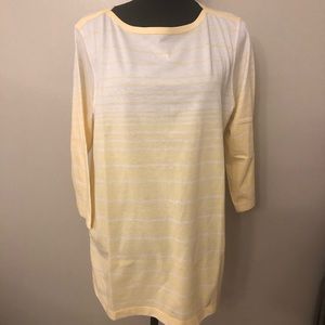 Baxter Wells top 3/4 Sleeves Light Yellow Lg NWOT